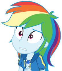 Size: 3697x4231 | Tagged: safe, artist:sketchmcreations, rainbow dash, equestria girls, equestria girls specials, g4, my little pony equestria girls: better together, my little pony equestria girls: rollercoaster of friendship, geode of super speed, magical geodes, nervous, simple background, solo, sweat, sweatdrop, transparent background, vector
