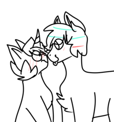 Size: 559x600 | Tagged: safe, artist:php115, earth pony, pony, unicorn, comic:flightcamp, gay, inanimate insanity, knife (inanimate insanity), male, medibang paint, paper (inanimate insanity), papercut (ship), ponified, shipping