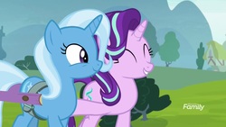 Size: 1920x1080 | Tagged: safe, screencap, starlight glimmer, trixie, pony, unicorn, g4, road to friendship, discovery family logo, female, mare