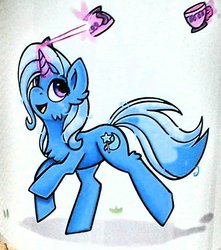 Size: 628x710 | Tagged: safe, artist:hihin1993, part of a set, trixie, pony, unicorn, g4, cup, female, magic, solo, teacup, that pony sure does love teacups, traditional art, transfiguration