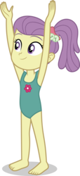 Size: 5000x10919 | Tagged: safe, artist:luckreza8, lily pad (g4), equestria girls, equestria girls series, friendship math, g4, absurd resolution, armpits, arms in the air, bare shoulders, barefoot, clothes, feet, female, green swimsuit, grin, one-piece swimsuit, ponytail, simple background, sleeveless, smiling, solo, swimsuit, transparent background, vector
