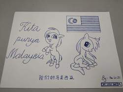 Size: 1440x1080 | Tagged: safe, artist:胡礼资, oc, pony, chinese, flag, malay, malaysia, nation ponies, ponified, title drop