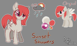 Size: 2000x1200 | Tagged: safe, artist:astelianstudio, oc, oc only, oc:sunset showers, pegasus, pony, base used, cloud, cutie mark, female, mane, mare, raincloud, reference sheet, smiling, solo, sun, tail, wings