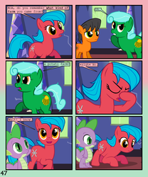 Size: 900x1080 | Tagged: safe, artist:lister-of-smeg, oc, oc only, oc:crosspatch, oc:lazybug, oc:winter squash, earth pony, pony, comic:crystal heart attack, colt, comic, female, male, mare