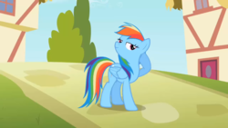 Size: 1920x1080 | Tagged: safe, screencap, rainbow dash, pony, g4, the mysterious mare do well, female, lidded eyes, pose, solo