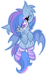 Size: 1362x2125 | Tagged: safe, artist:starlightlore, oc, oc only, oc:astral flare, bat pony, pony, clothes, female, filly, simple background, socks, solo, striped socks, transparent background