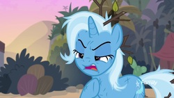 Size: 1920x1080 | Tagged: safe, screencap, trixie, pony, unicorn, g4, road to friendship, discovery family logo, female, mare, messy mane, open mouth, solo