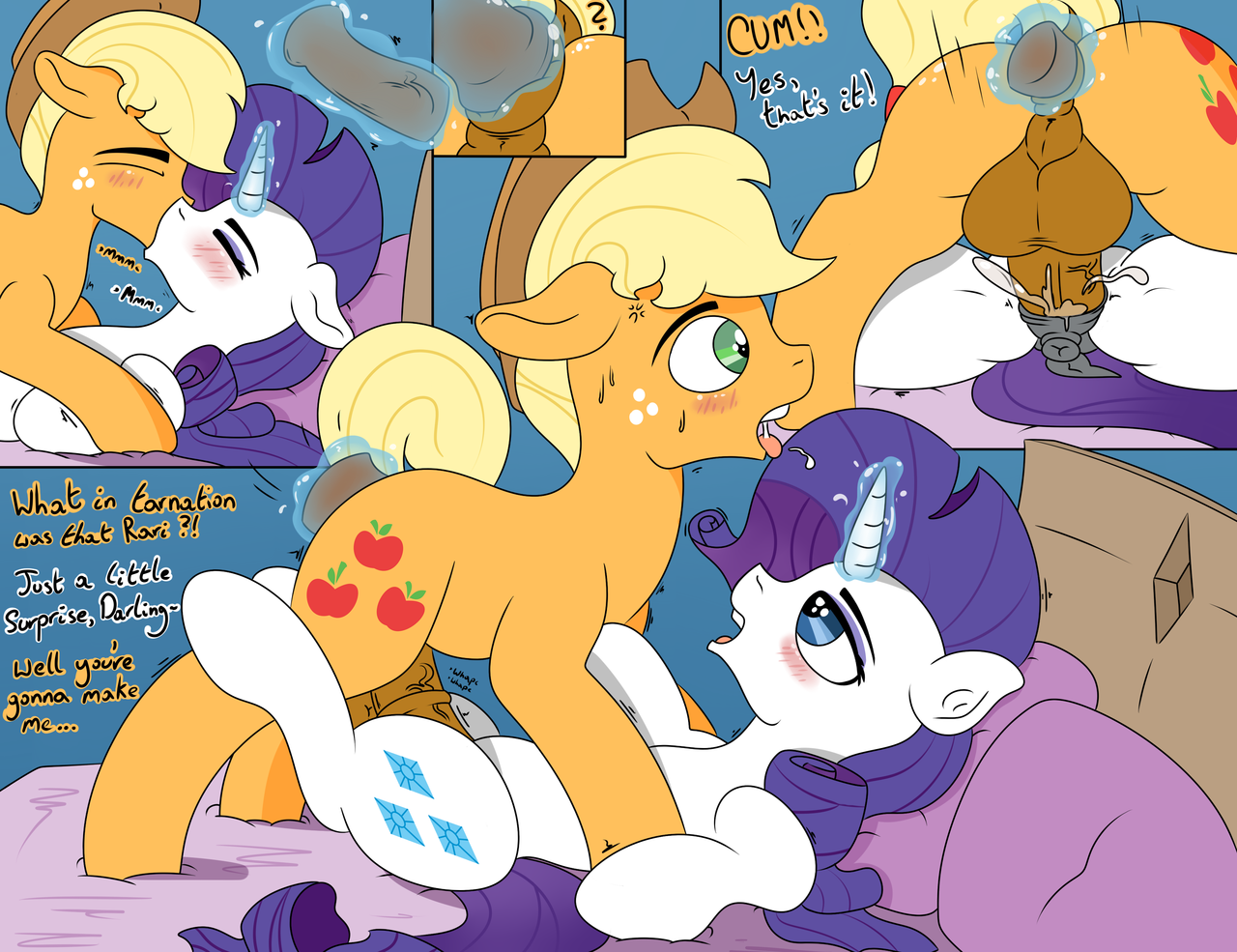 1825751 - explicit, artist:mackstack, applejack, rarity, earth pony, pony,...