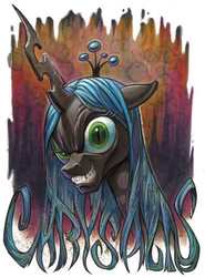 Size: 666x901 | Tagged: safe, artist:andypriceart, queen chrysalis, changeling, changeling queen, g4, art is magic, clever, crown, female, jewelry, metal as fuck, regalia, solo