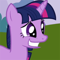 Size: 200x200 | Tagged: safe, screencap, twilight sparkle, pony, unicorn, friendship is magic, g4, season 1, animated, awkward, female, gif, grin, looking at you, mare, nervous, nervous smile, picture for breezies, shifty eyes, smiling, solo, unicorn twilight