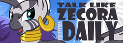 Size: 1000x350 | Tagged: safe, zecora, zebra, equestria daily, g4, banner, ear piercing, earring, jewelry, moon, neck rings, piercing, talk like zecora, talk like zecora day