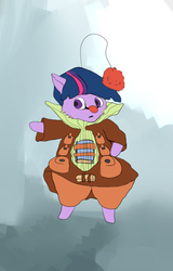 Size: 809x1261 | Tagged: safe, artist:camper, twilight sparkle, moogle, g4, book, clothes, flat colors, wat