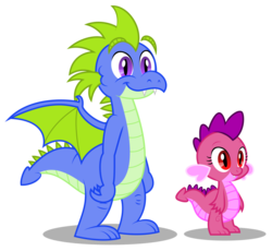 Size: 1024x942 | Tagged: safe, artist:aleximusprime, oc, oc only, oc:penny the dragon, oc:percy the dragon, dragon, ask accord, age of the alicorns, brother and sister, dragon oc, duo, female, male, show accurate, siblings, simple background, transparent background