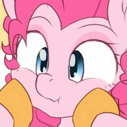 Size: 1098x1097 | Tagged: safe, artist:akainu_pony, pinkie pie, earth pony, pony, g4, eyebrows, female, mare, offscreen character, solo focus
