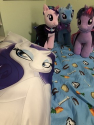 Size: 4032x3024 | Tagged: safe, rarity, starlight glimmer, trixie, twilight sparkle, g4, irl, photo, pillow