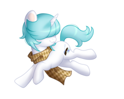 Size: 2500x2000 | Tagged: safe, artist:arxielle, oc, oc only, oc:periwinkle, pony, unicorn, clothes, female, hair over eyes, high res, mare, scarf, simple background, solo, transparent background