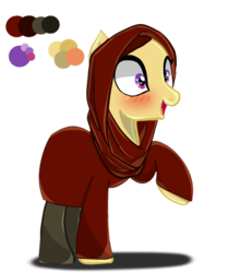 Size: 817x977 | Tagged: safe, artist:mlppunkgirl-kun, oc, oc only, pony, adoptable, blushing, clothes, female, hijab, islam, mare, pants, simple background, smiling, solo, transparent background