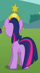 Size: 135x245 | Tagged: safe, screencap, twilight sparkle, pony, unicorn, g4, keep calm and flutter on, big crown thingy, butt, cropped, element of magic, female, jewelry, mare, plot, regalia, solo, unicorn twilight