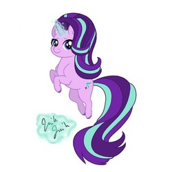 Size: 900x900 | Tagged: safe, artist:damn-it-ronnie, starlight glimmer, pony, unicorn, g4, female, glowing horn, horn, looking at you, mare, smiling, solo