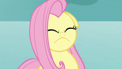 Size: 1280x720 | Tagged: safe, screencap, fluttershy, pegasus, pony, g4, keep calm and flutter on, female, frown, mare, snow, solo