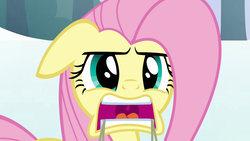 Size: 1280x720 | Tagged: safe, screencap, fluttershy, pegasus, pony, g4, keep calm and flutter on, female, mare, snow, solo