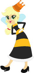 Size: 273x590 | Tagged: safe, artist:selenaede, artist:user15432, applejack, bee, human, equestria girls, g4, barely eqg related, base used, bee wings, clothes, crossover, crown, cuphead, dress, gloves, hasbro, hasbro studios, high heels, humanized, jewelry, queen bee, regalia, rumor honeybottoms, shoes, solo, studio mdhr, winged humanization, wings