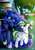 Size: 1600x2263 | Tagged: safe, artist:julunis14, princess luna, oc, oc:mint leaf, alicorn, pony, unicorn, g4, female, heart eyes, mare, smiling, tree, wingding eyes