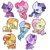 Size: 1000x1000 | Tagged: safe, artist:ak4neh, applejack, fluttershy, pinkie pie, rainbow dash, rarity, starlight glimmer, sunset shimmer, twilight sparkle, alicorn, pony, g4, chibi, mane six, simple background, starry eyes, transparent background, twilight sparkle (alicorn), wingding eyes