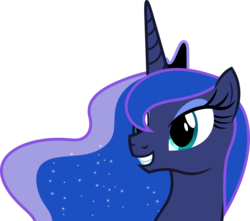 Size: 1325x1171 | Tagged: safe, artist:dashiesparkle, princess luna, alicorn, pony, g4, luna eclipsed, .svg available, bust, cute, ethereal mane, female, lunabetes, mare, simple background, smiling, solo, starry mane, svg, transparent background, vector