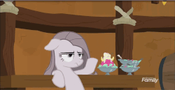 Size: 1811x938 | Tagged: safe, screencap, pinkie pie, earth pony, pony, yak, g4, yakity-sax, animated, cloven hooves, female, male, mare, pinkamena diane pie, slideshow, unnamed character, unnamed yak, waiter