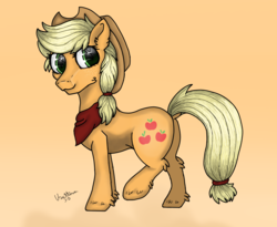 Size: 1220x1000 | Tagged: safe, artist:usattesa, applejack, earth pony, pony, g4, bandana, blonde, blonde hair, cutie mark, digital art, fedora, female, green eyes, hat, paint tool sai, solo