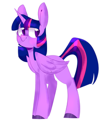 Size: 1567x1813 | Tagged: safe, artist:arloueu, twilight sparkle, alicorn, pony, g4, colored hooves, female, folded wings, looking away, looking sideways, simple background, solo, standing, twilight sparkle (alicorn), white background