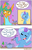 Size: 1280x1986 | Tagged: safe, artist:kryptchild, snails, spike, trixie, dragon, pony, unicorn, ask glitter shell, comic:glim glam and pals, g4, alternate hairstyle, bow, clothes, comic, cup, cute, dress, food, glitter shell, glowing horn, hair bow, hmm, horn, one eye closed, rule 63, shrug, sipping, sipping tea, speech bubble, straw, tea, teacup, teapot