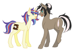 Size: 4408x2936 | Tagged: safe, artist:cornerverse, oc, oc only, oc:ink blot, oc:story teller, earth pony, pony, unicorn, base used, female, lesbian, mare, oc x oc, offspring, offspring shipping, parent:filthy rich, parent:moondancer, parent:oc:glory, parent:oc:rose diamond, parents:canon x oc, shipping, simple background, transparent background