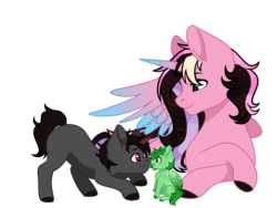 Size: 3303x2484 | Tagged: safe, artist:cornerverse, oc, oc:azura, oc:emerald, oc:obsidian, base used, high res, simple background, transparent background