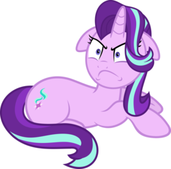 Size: 4500x4453 | Tagged: safe, artist:slb94, starlight glimmer, pony, unicorn, a matter of principals, g4, >:c, absurd resolution, cute, female, frown, glare, glimmerbetes, grumpy, madorable, mare, prone, simple background, transparent background, unamused, vector