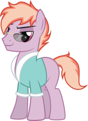 Size: 2097x2885 | Tagged: safe, artist:duskthebatpack, oc, oc only, oc:pop style, earth pony, pony, blank flank, clothes, glasses, high res, male, shirt, simple background, smiling, solo, stallion, standing, transparent background, vector