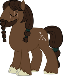Size: 2792x3362 | Tagged: safe, artist:duskthebatpack, oc, oc only, oc:ofaerr, earth pony, pony, eyes closed, facial hair, high res, male, scar, simple background, solo, stallion, standing, transparent background, unshorn fetlocks, vector