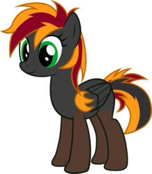 Size: 2495x2865 | Tagged: safe, artist:duskthebatpack, oc, oc only, oc:cynder, pegasus, pony, female, folded wings, high res, mare, simple background, smiling, solo, standing, transparent background, vector