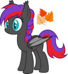 Size: 2741x2998 | Tagged: safe, artist:duskthebatpack, oc, oc only, oc:violet iridescence, bat pony, pony, bat wings, ear fluff, female, folded wings, high res, mare, simple background, slit pupils, smiling, solo, standing, transparent background, vector