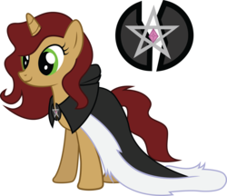 Size: 3503x3023 | Tagged: safe, artist:duskthebatpack, oc, oc only, oc:broken spirit, pony, unicorn, cape, clothes, female, high res, horn, mare, simple background, smiling, solo, standing, transparent background, vector
