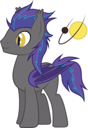 Size: 2320x3380 | Tagged: safe, artist:duskthebatpack, oc, oc only, oc:helios aster, pony, bat wings, ear fluff, folded wings, high res, male, simple background, slit pupils, smiling, solo, stallion, standing, transparent background, vector