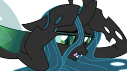 Size: 6000x3375 | Tagged: safe, artist:sketchmcreations, ocellus, queen chrysalis, changeling, changeling queen, g4, what lies beneath, absurd resolution, cute, cutealis, diaocelles, disguise, disguised changeling, distressed, female, open mouth, queen chrysellus, sad, simple background, solo, transparent background, vector, worried