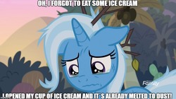 Size: 888x499 | Tagged: safe, edit, edited screencap, screencap, trixie, pony, unicorn, g4, road to friendship, crying, female, image macro, mare, meme, messy mane, solo, teary eyes