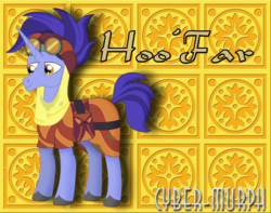Size: 4032x3184 | Tagged: safe, artist:cyber-murph, hoo'far, pony, saddle arabian, unicorn, g4, road to friendship, abstract background, clothes, male, solo, stallion, turban