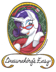 Size: 720x937 | Tagged: safe, artist:texasuberalles, rarity, pony, g4, colored hooves, colored pencil drawing, dressmaking, female, glasses, looking at you, magic, marker drawing, measuring tape, needle, rarity's glasses, ribbon, simple background, smiling, solo, telekinesis, thread, traditional art, white background