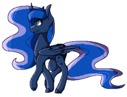 Size: 362x275 | Tagged: safe, artist:ask-azalea-grey, part of a set, princess luna, alicorn, pony, g4, female, mare, missing accessory, pixel art, simple background, smiling, solo, transparent background
