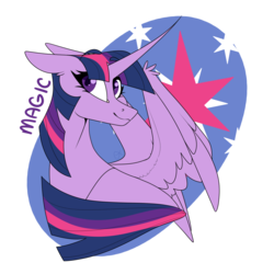 Size: 1280x1280 | Tagged: safe, artist:ask-azalea-grey, part of a set, twilight sparkle, alicorn, pony, g4, cutie mark background, female, floppy ears, horn, long horn, mare, simple background, smiling, solo, spread wings, transparent background, twilight sparkle (alicorn), wings