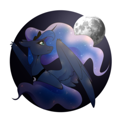 Size: 1280x1280 | Tagged: safe, artist:ask-azalea-grey, princess luna, pony, g4, abstract background, ethereal mane, female, floppy ears, jewelry, looking back, mare, moon, regalia, sad, simple background, solo, spread wings, starry mane, transparent background, turned head, wings