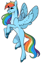 Size: 397x600 | Tagged: safe, artist:ask-azalea-grey, rainbow dash, pegasus, pony, g4, female, looking at you, mare, missing cutie mark, one eye closed, simple background, smiling, solo, spread wings, transparent background, wings, wink